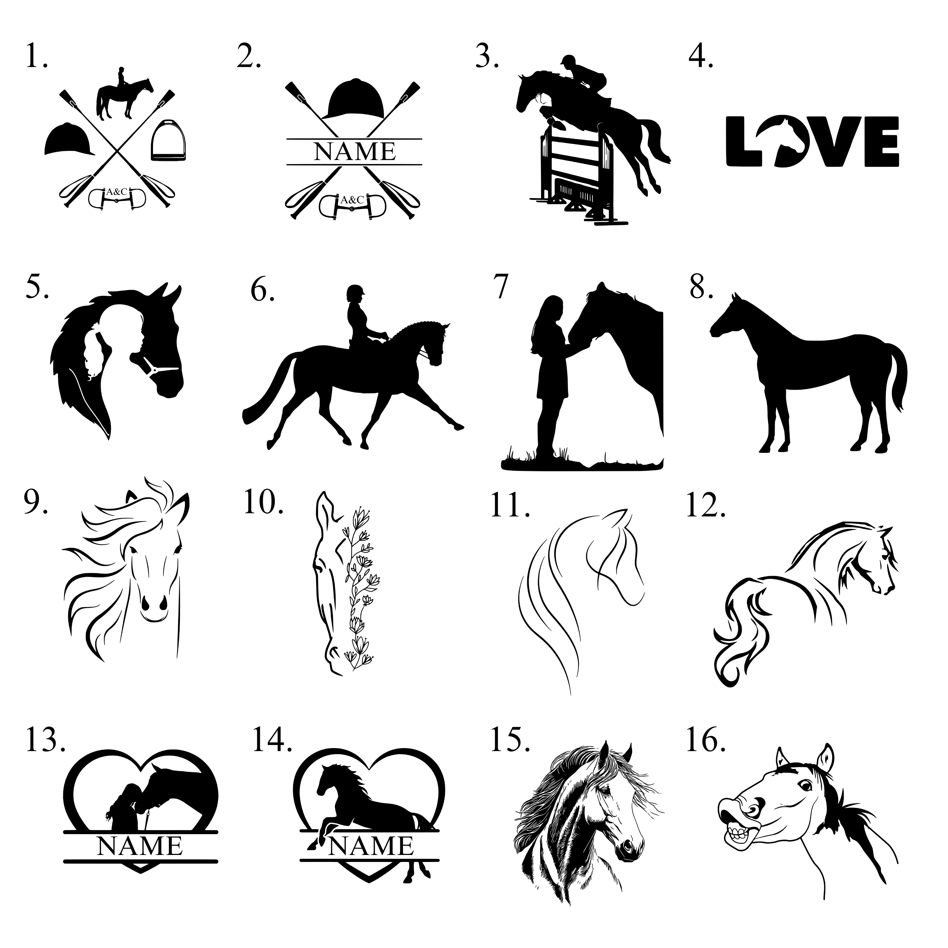 Personalised Stainless Steel Horse Silhouette Coin or Heart Necklace