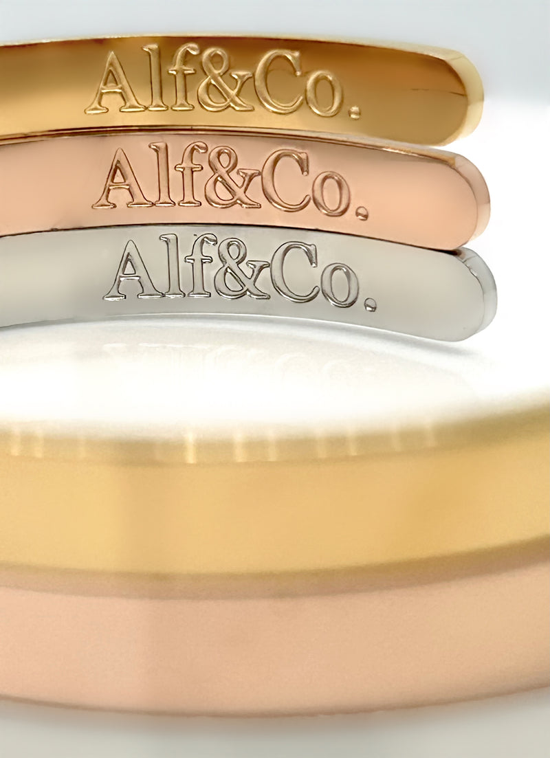 Personalised Custom Cuff Bangle - Laser Engraved Silver / Gold / Rose Gold