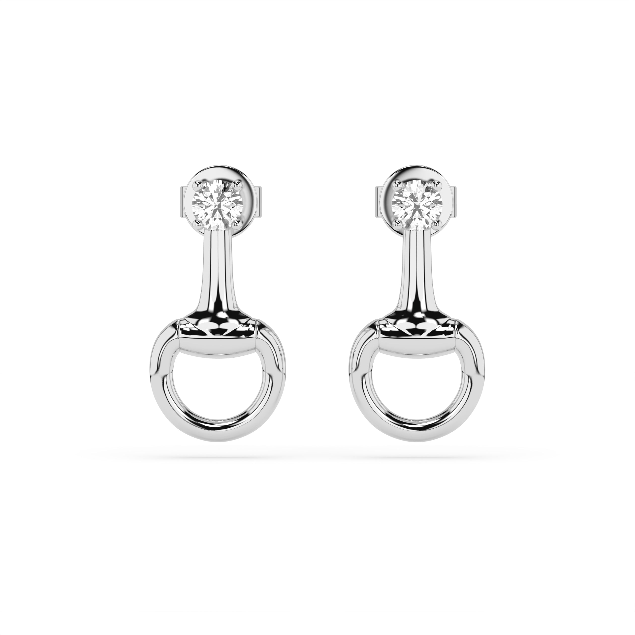 Silver Drop Snaffle Earring