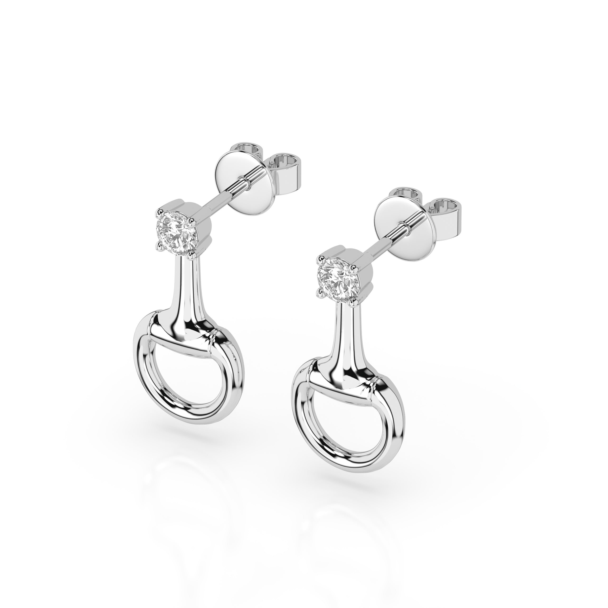 Silver Drop Snaffle Earring