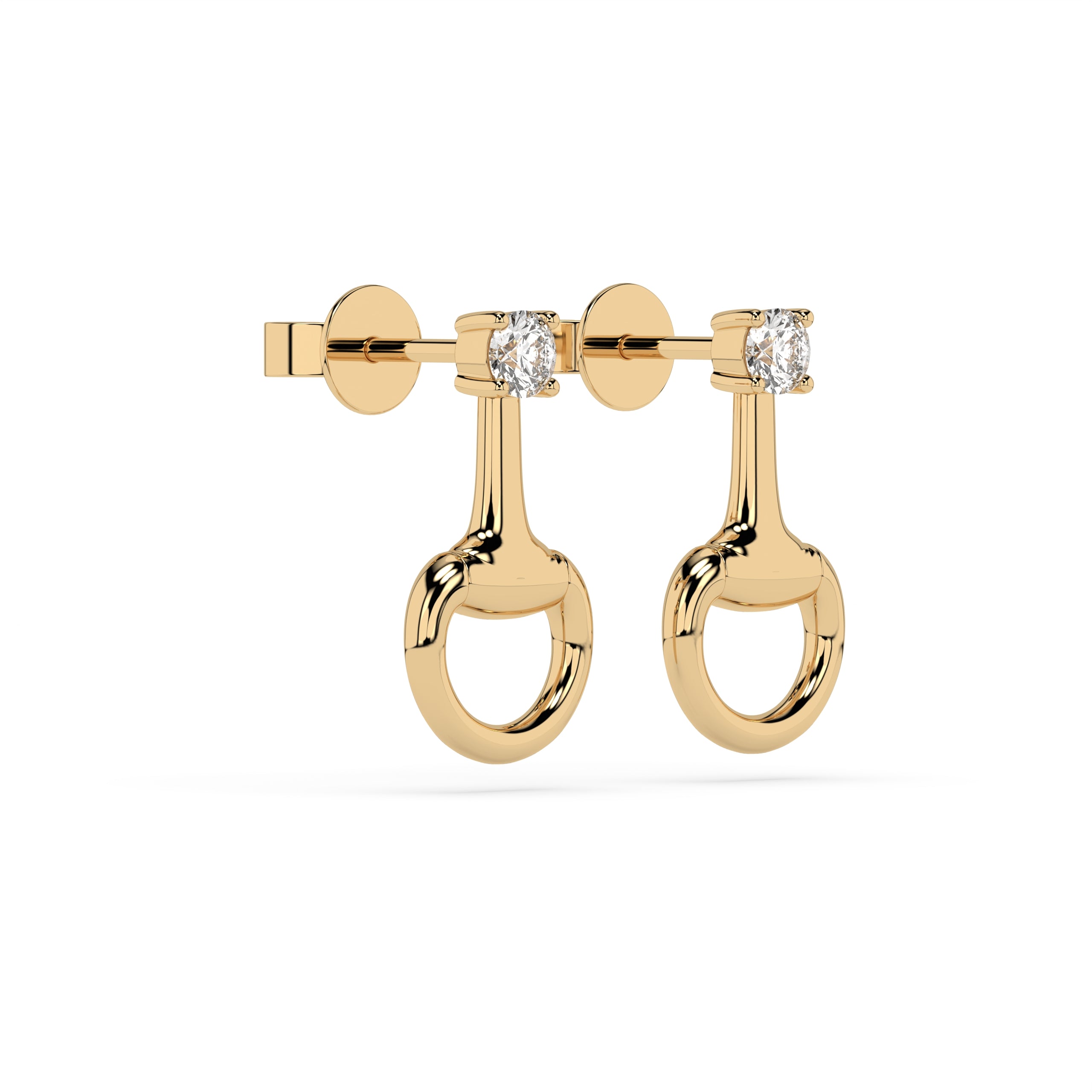 14k Gold Plated Sterling Silver Drop Snaffle Earring