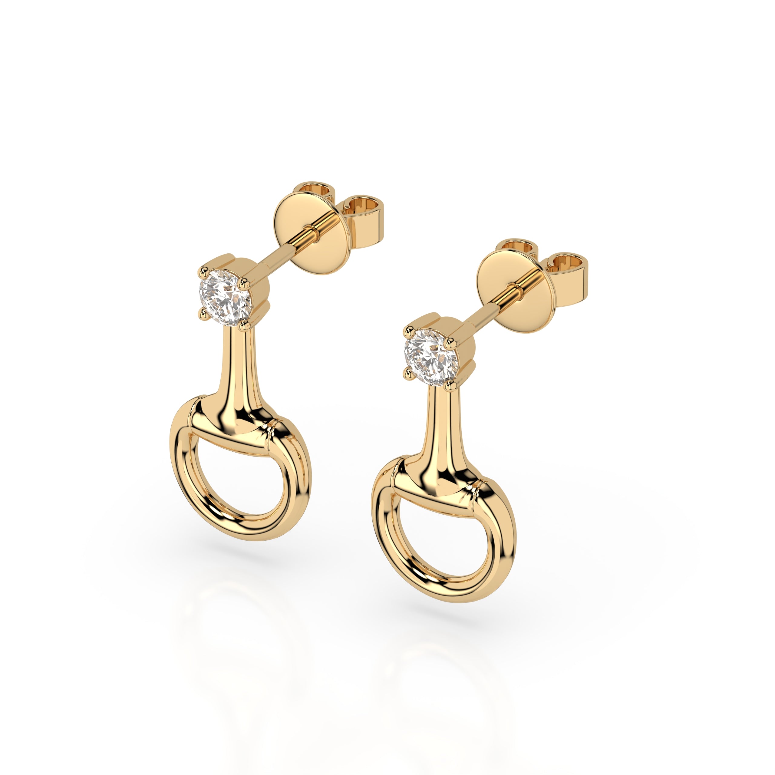 14k Gold Plated Sterling Silver Drop Snaffle Earring