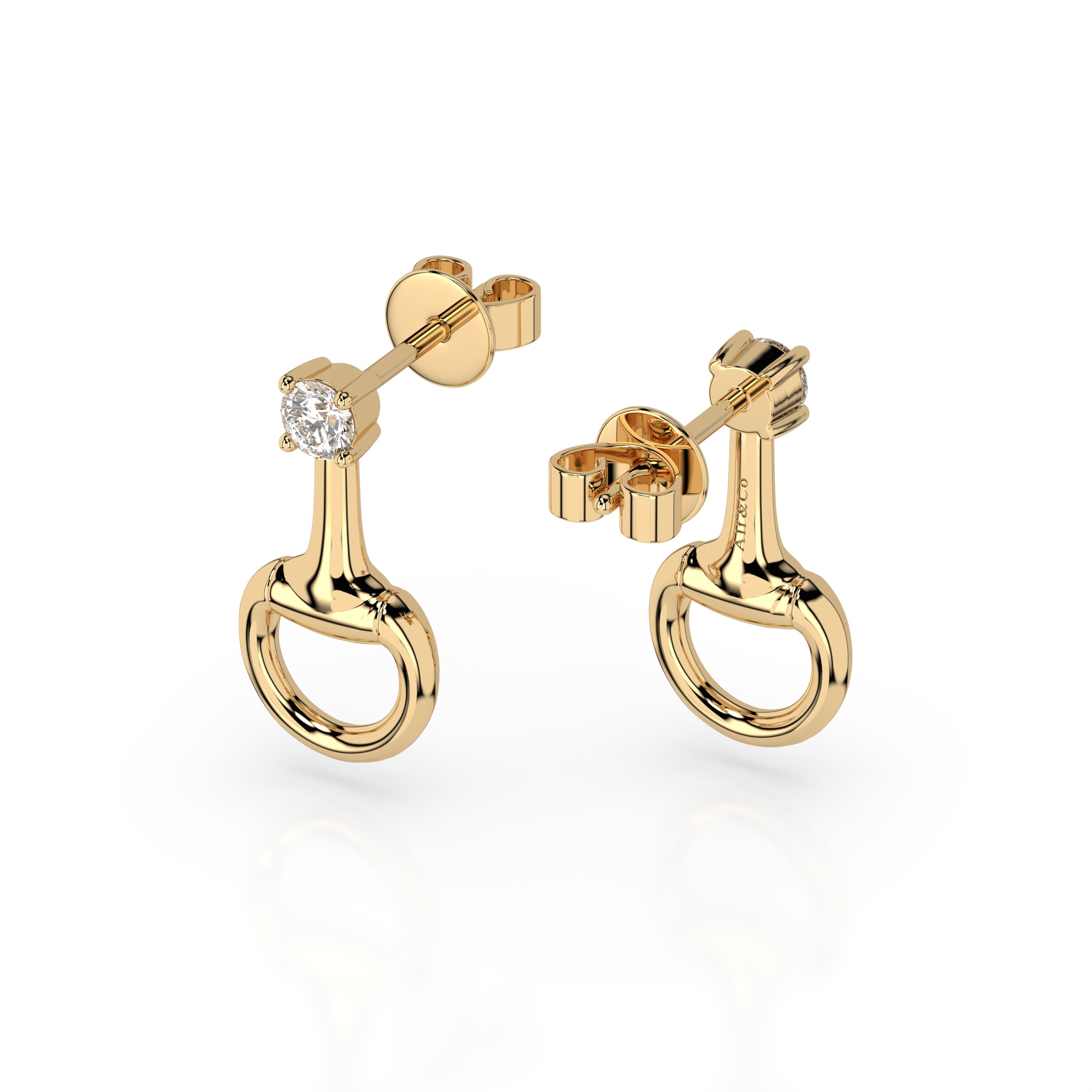 14k Gold Plated Sterling Silver Drop Snaffle Earring