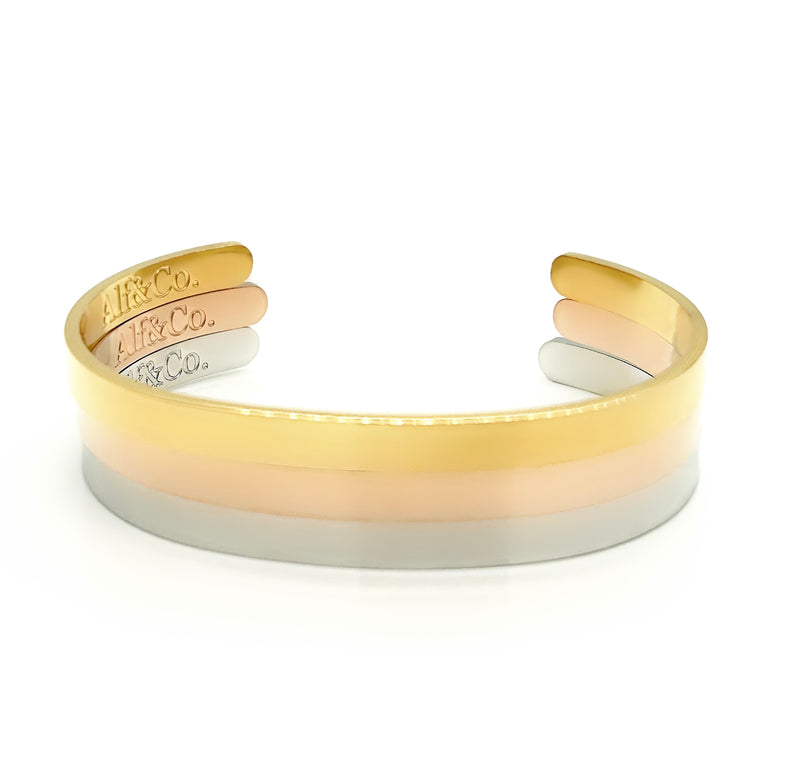 Personalised Custom Cuff Bangle - Laser Engraved Silver / Gold / Rose Gold