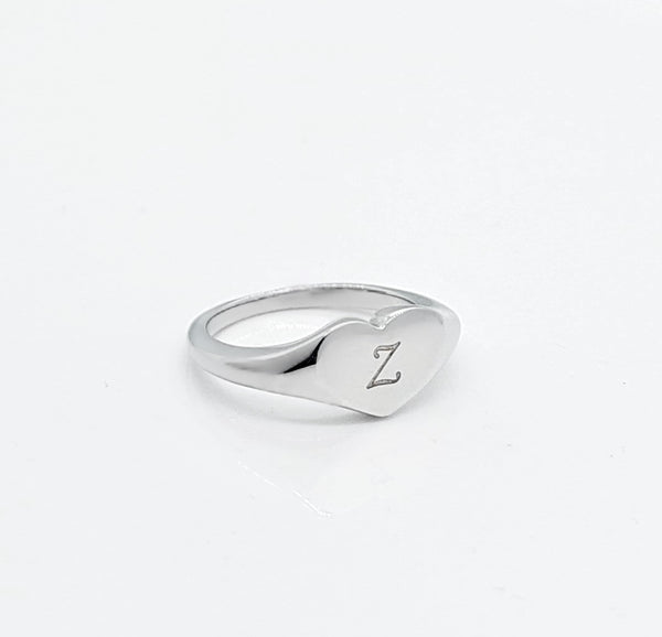 Personalised Silver Heart Ring