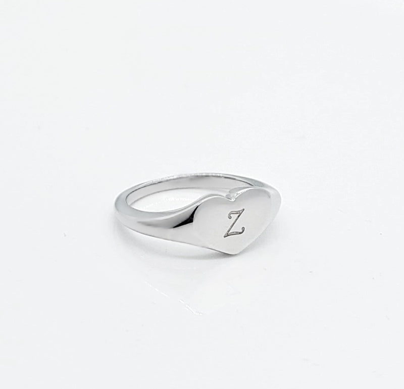 Personalised Silver Heart Ring