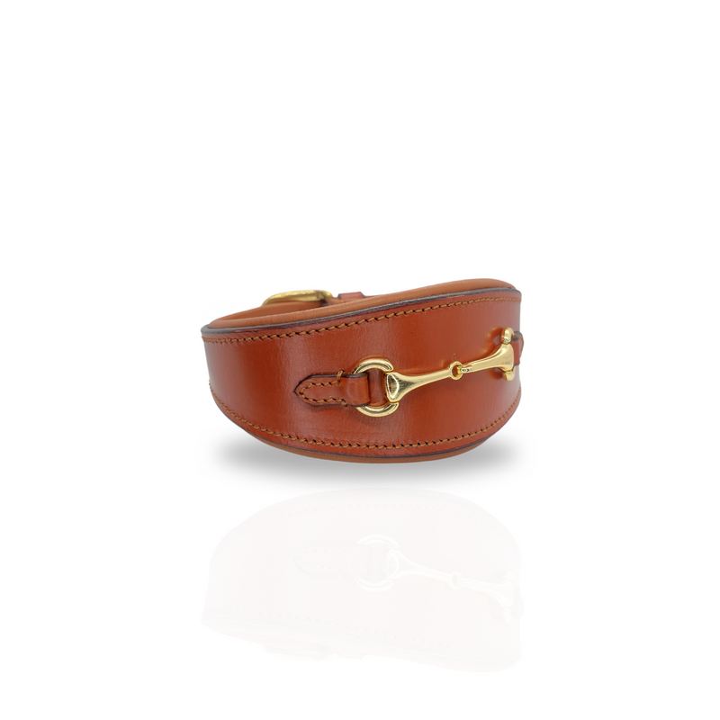 Alf Co. Whippet Lurcher Greyhound Personalised Padded Snaffle Dog Collar Tan