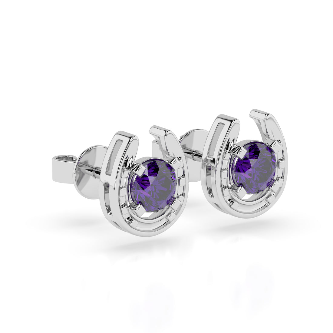 Horseshoe Birthstone Earrings