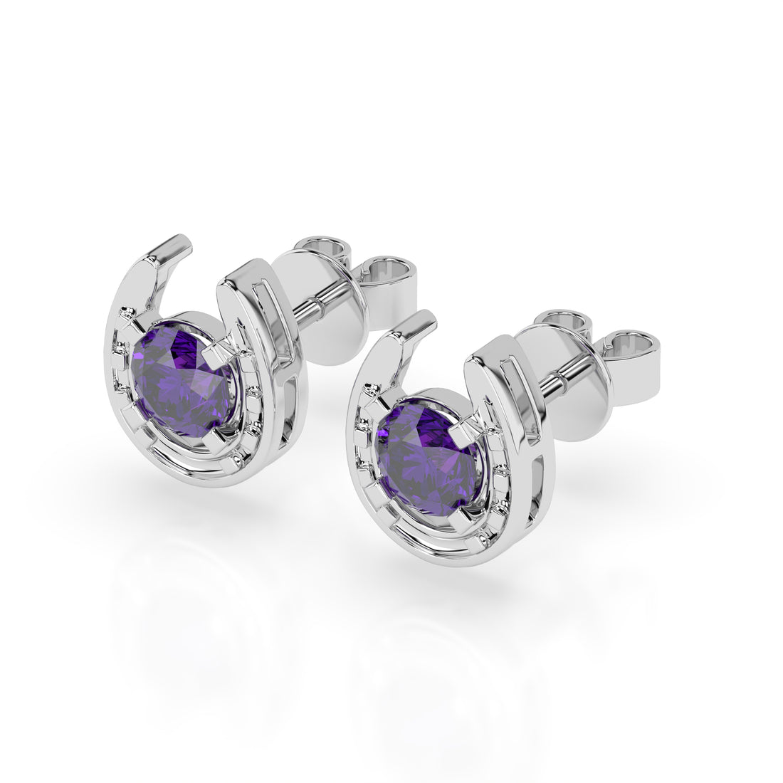 Horseshoe Birthstone Earrings