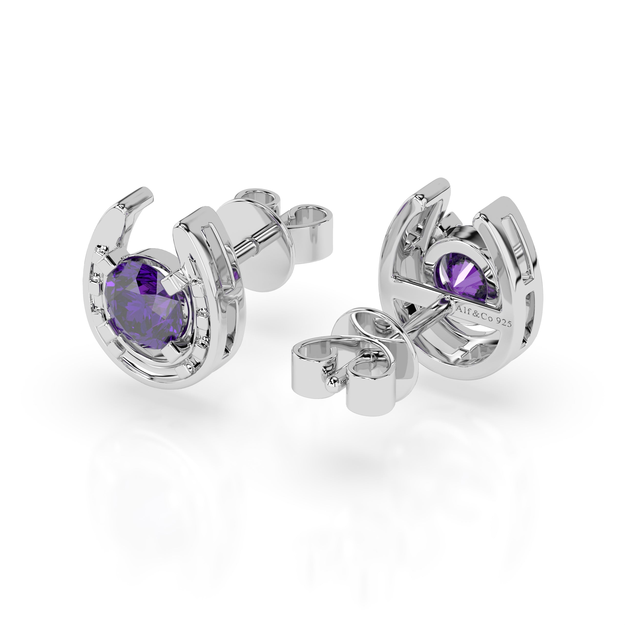 Horseshoe Birthstone Earrings