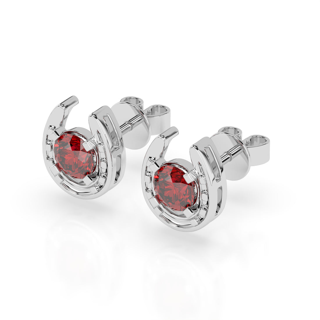Horseshoe Birthstone Earrings