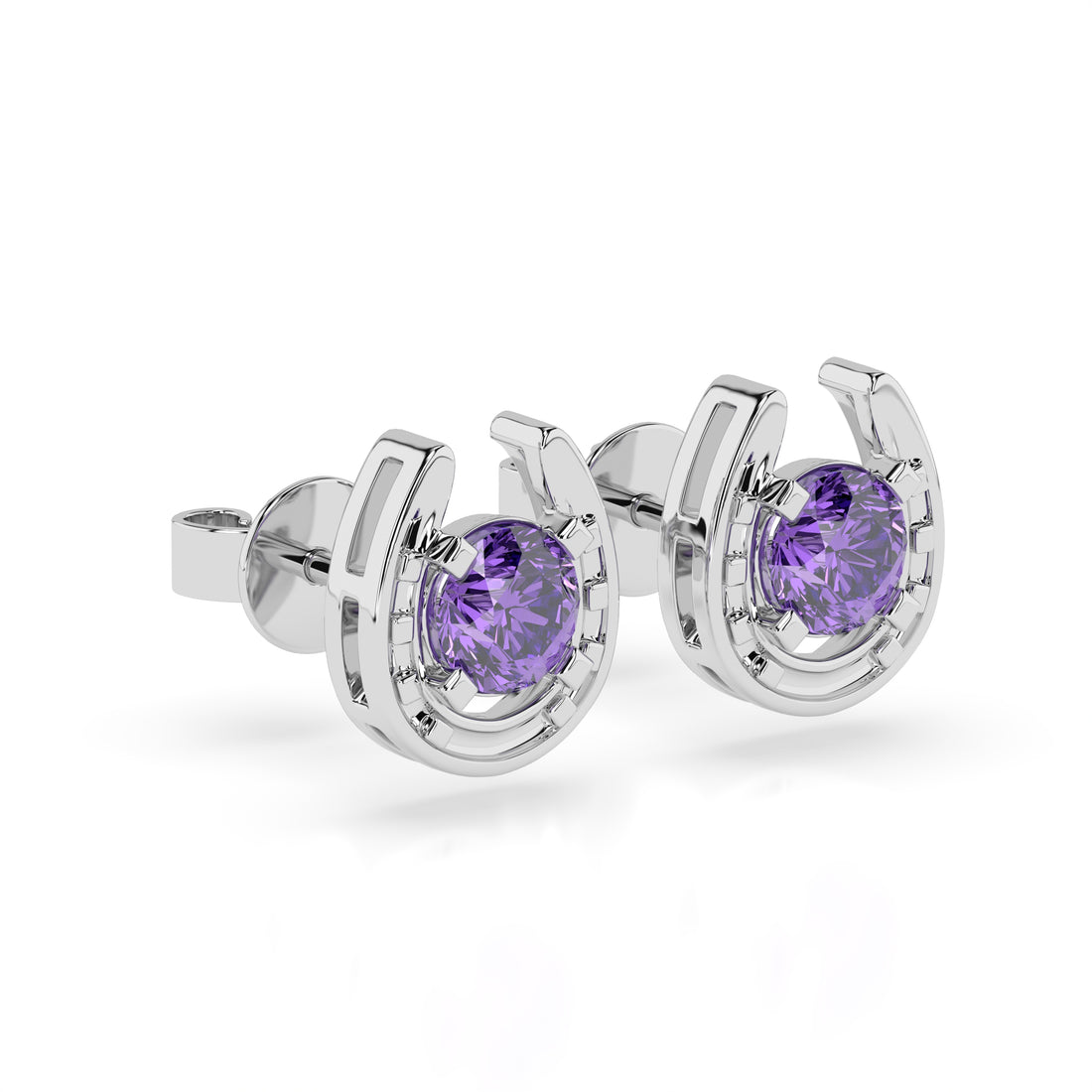 Horseshoe Birthstone Earrings