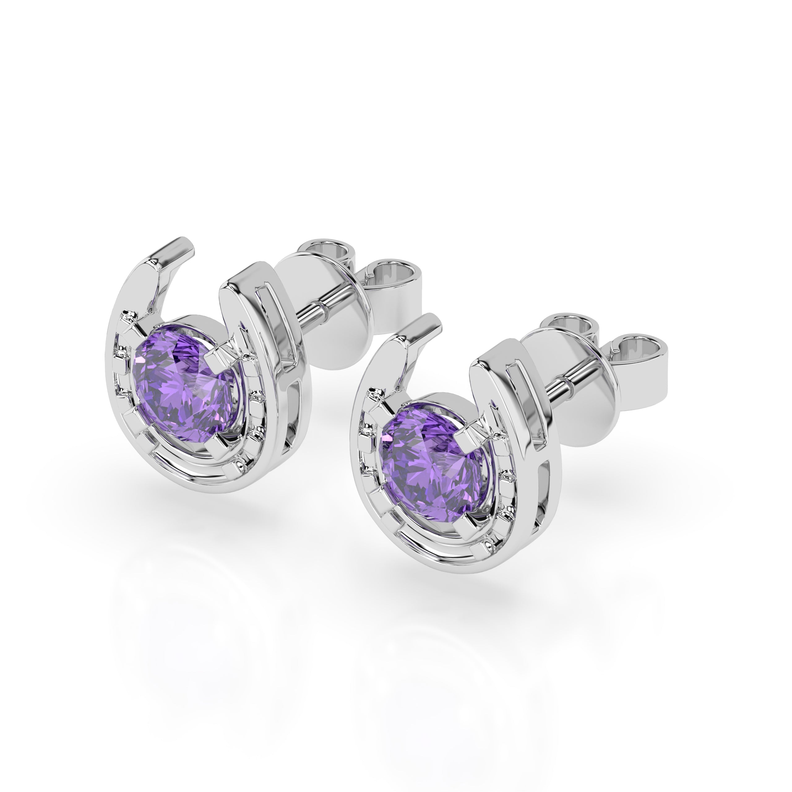 Horseshoe Birthstone Earrings