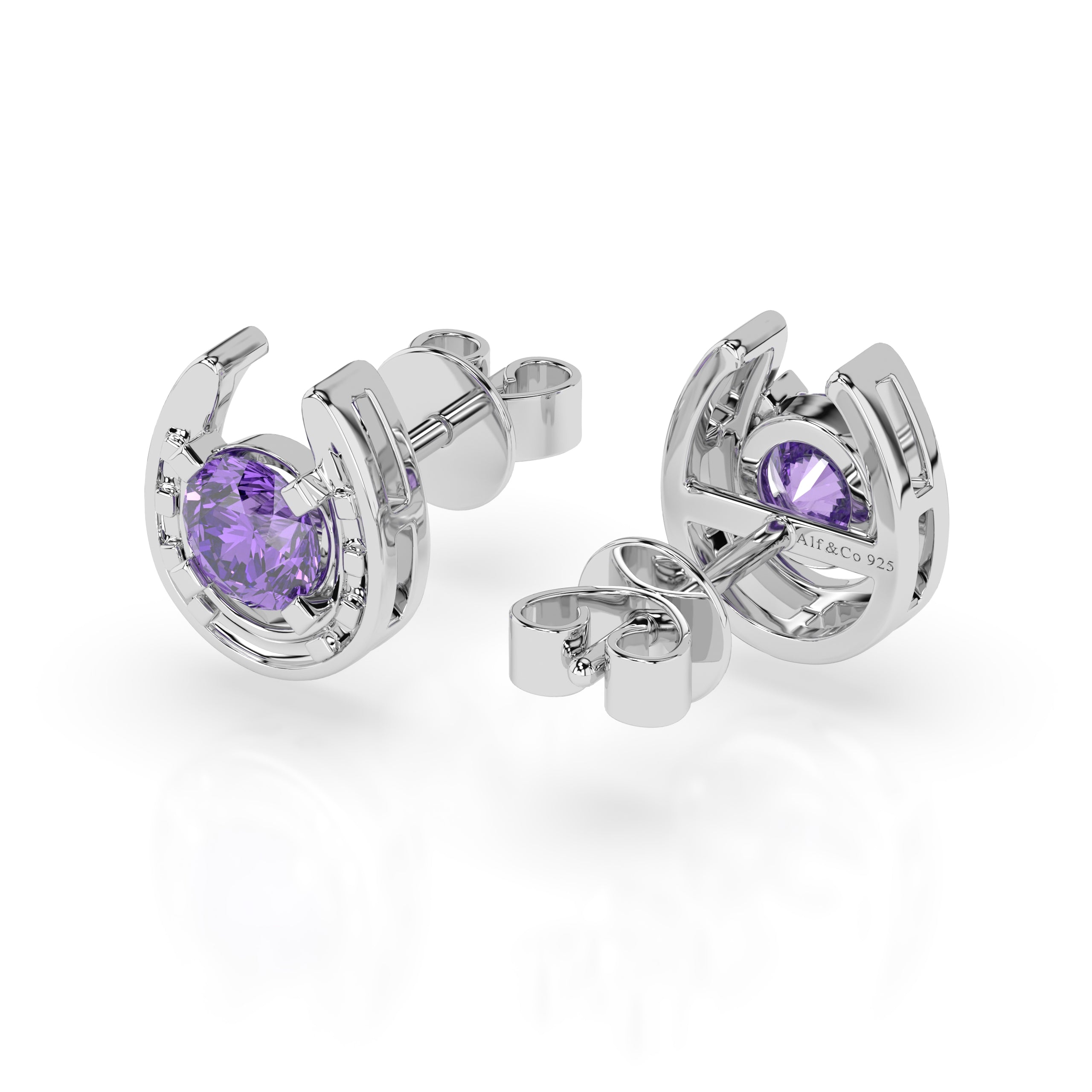 Horseshoe Birthstone Earrings