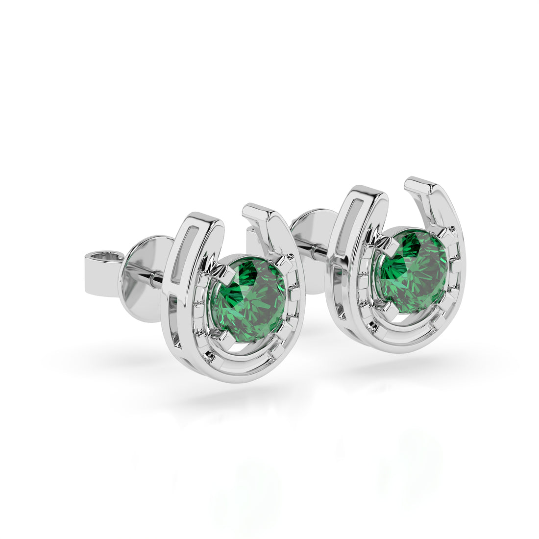 Horseshoe Birthstone Earrings