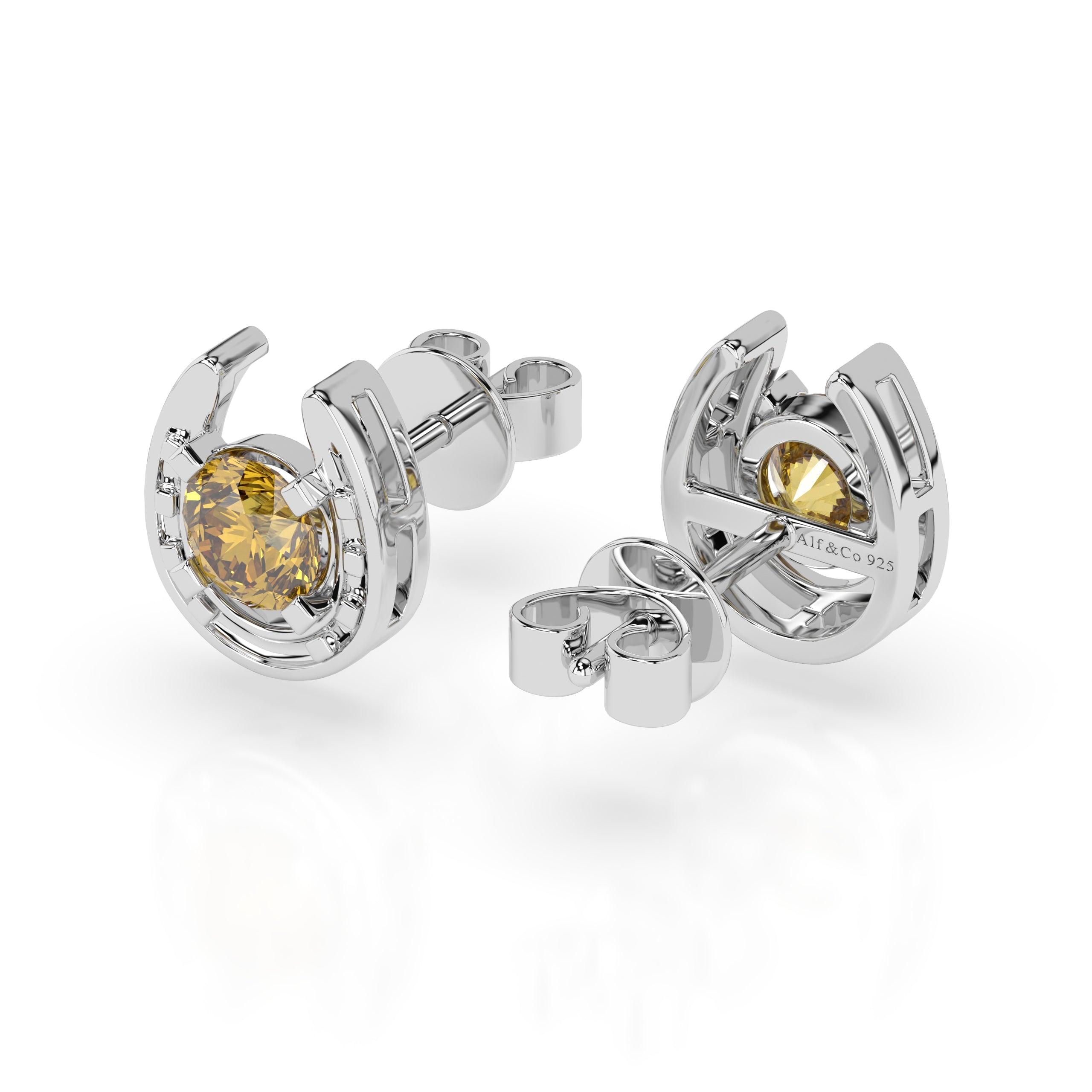 Horseshoe Birthstone Earrings