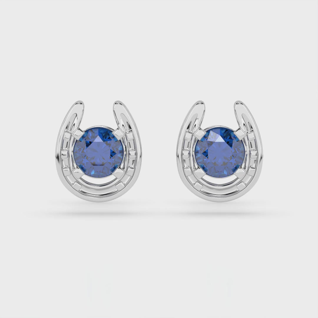 Horseshoe Birthstone Earrings