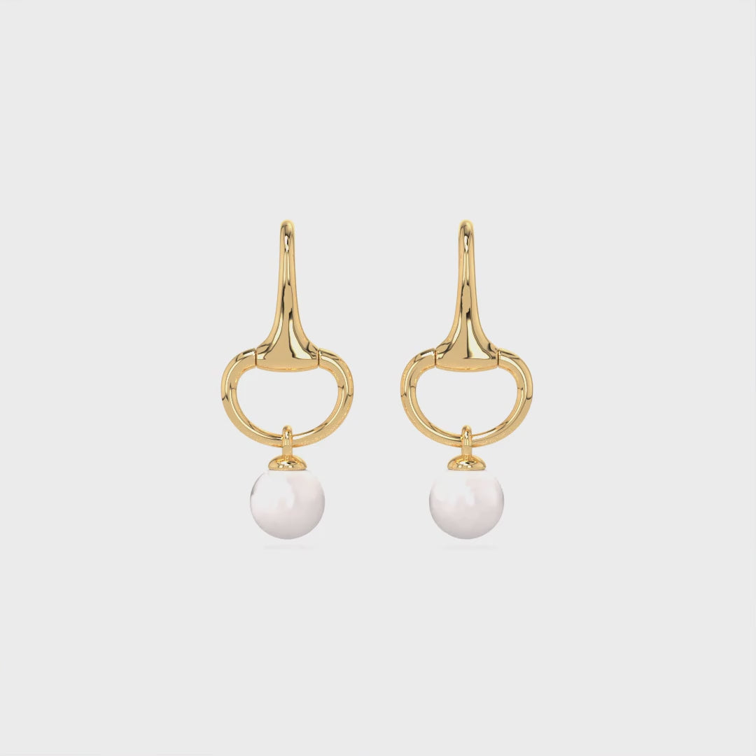 NEW Summer 2026 Gold Snaffle and Pearl earrings