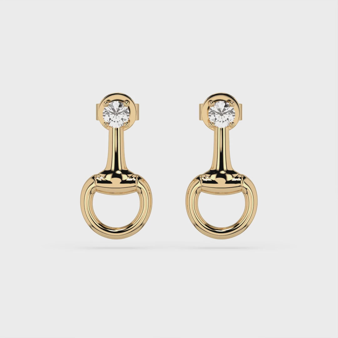 14k Gold Plated Sterling Silver Drop Snaffle Earring