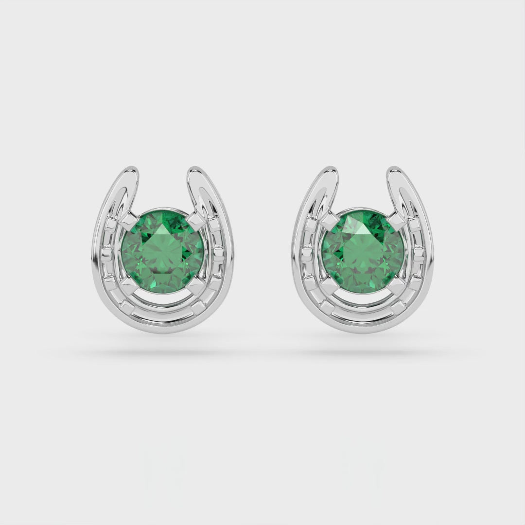 Horseshoe Birthstone Earrings