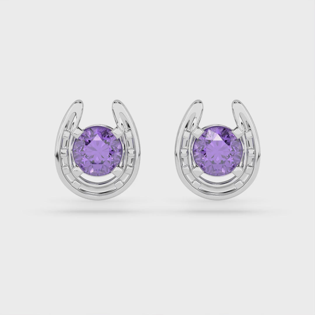 Horseshoe Birthstone Earrings
