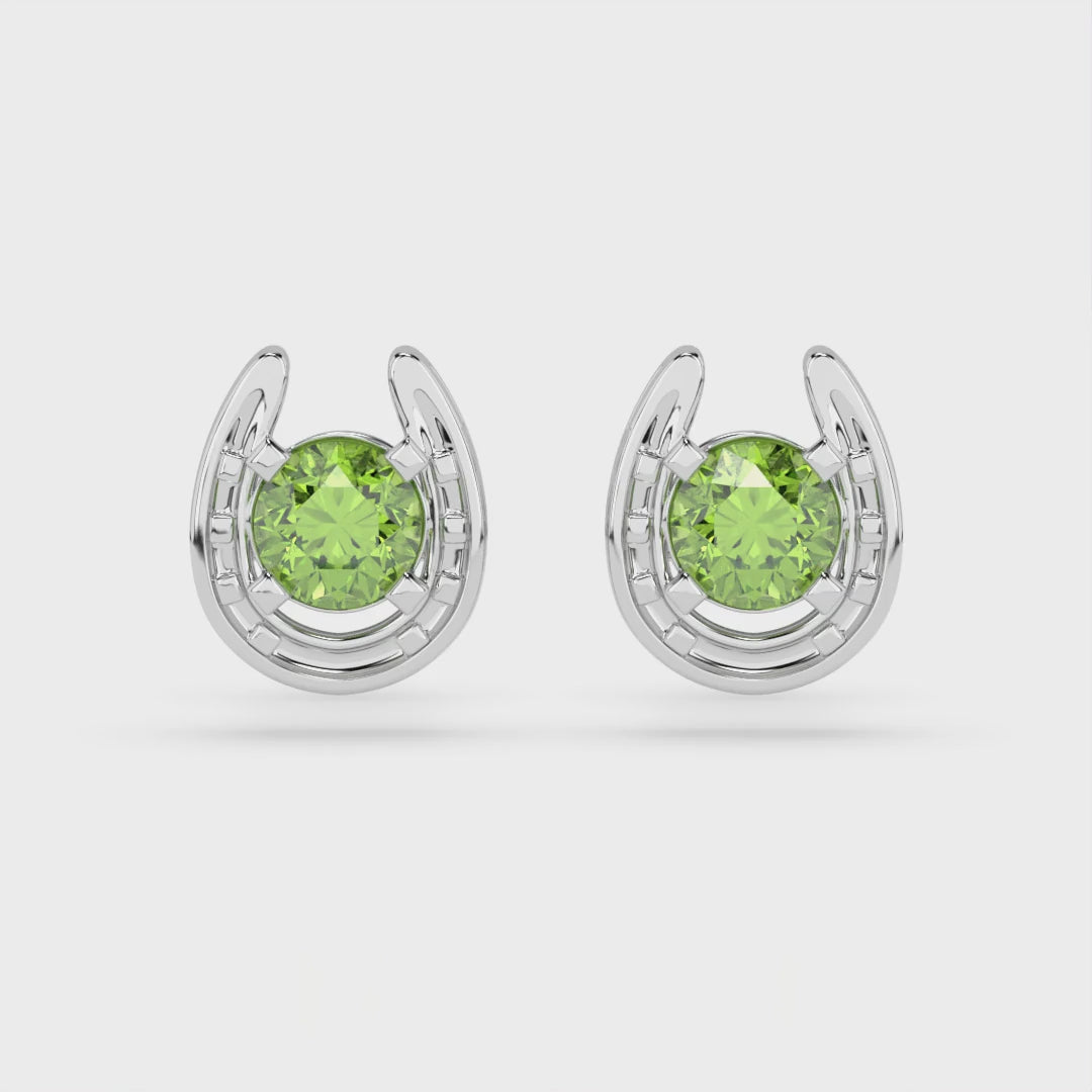Horseshoe Birthstone Earrings