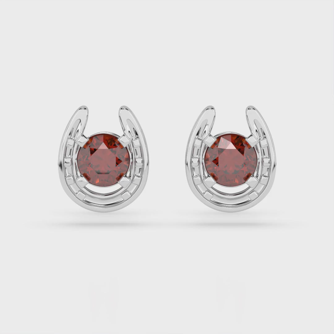 Horseshoe Birthstone Earrings