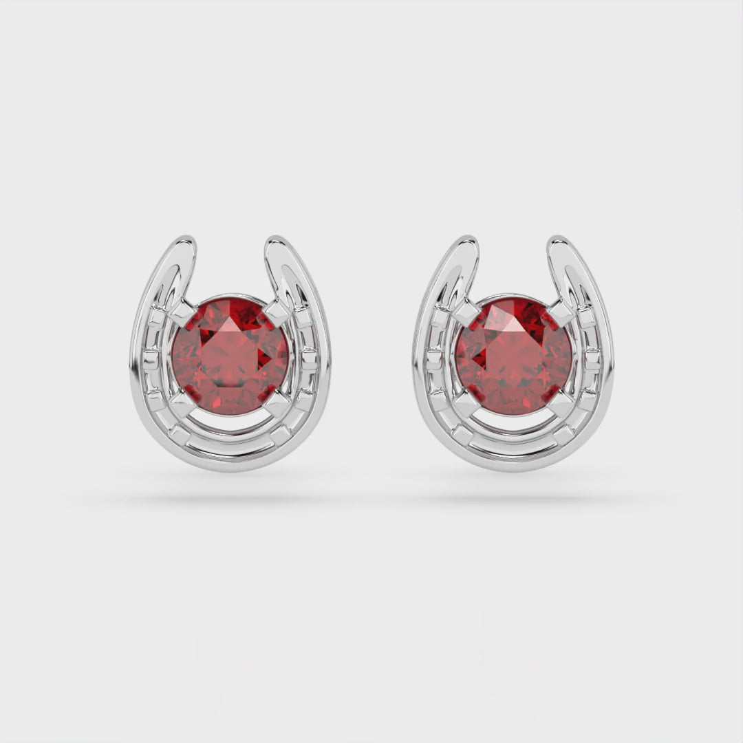 Horseshoe Birthstone Earrings