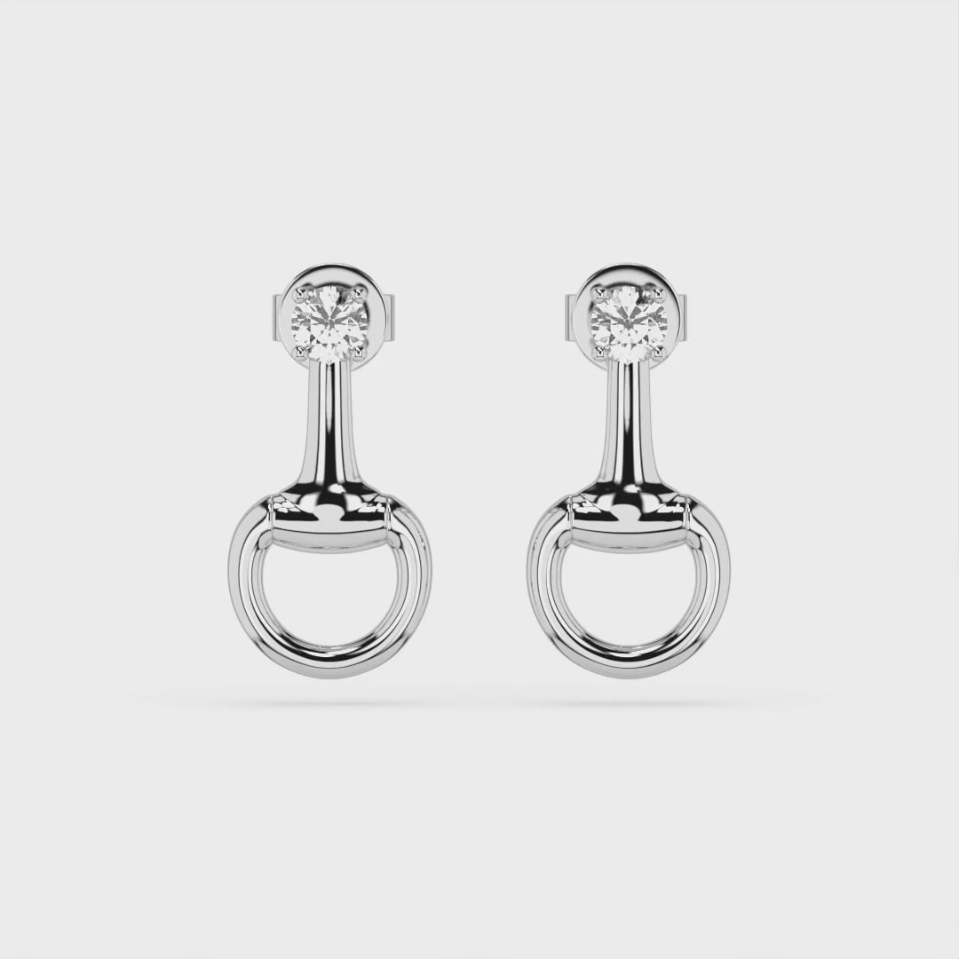 Silver Drop Snaffle Earring