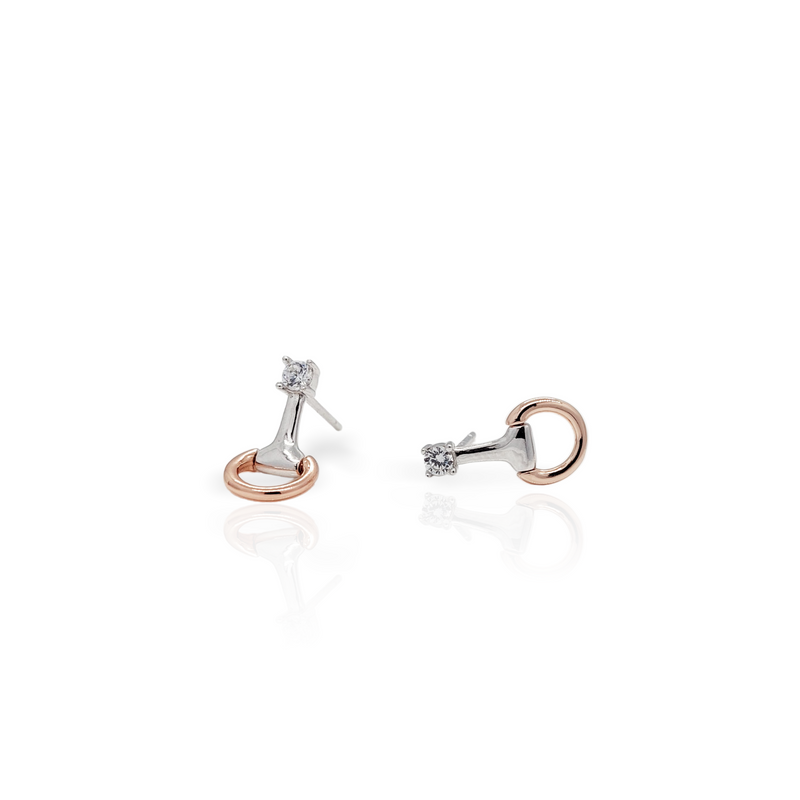 Rose Gold Plated Drop Snaffle Earring