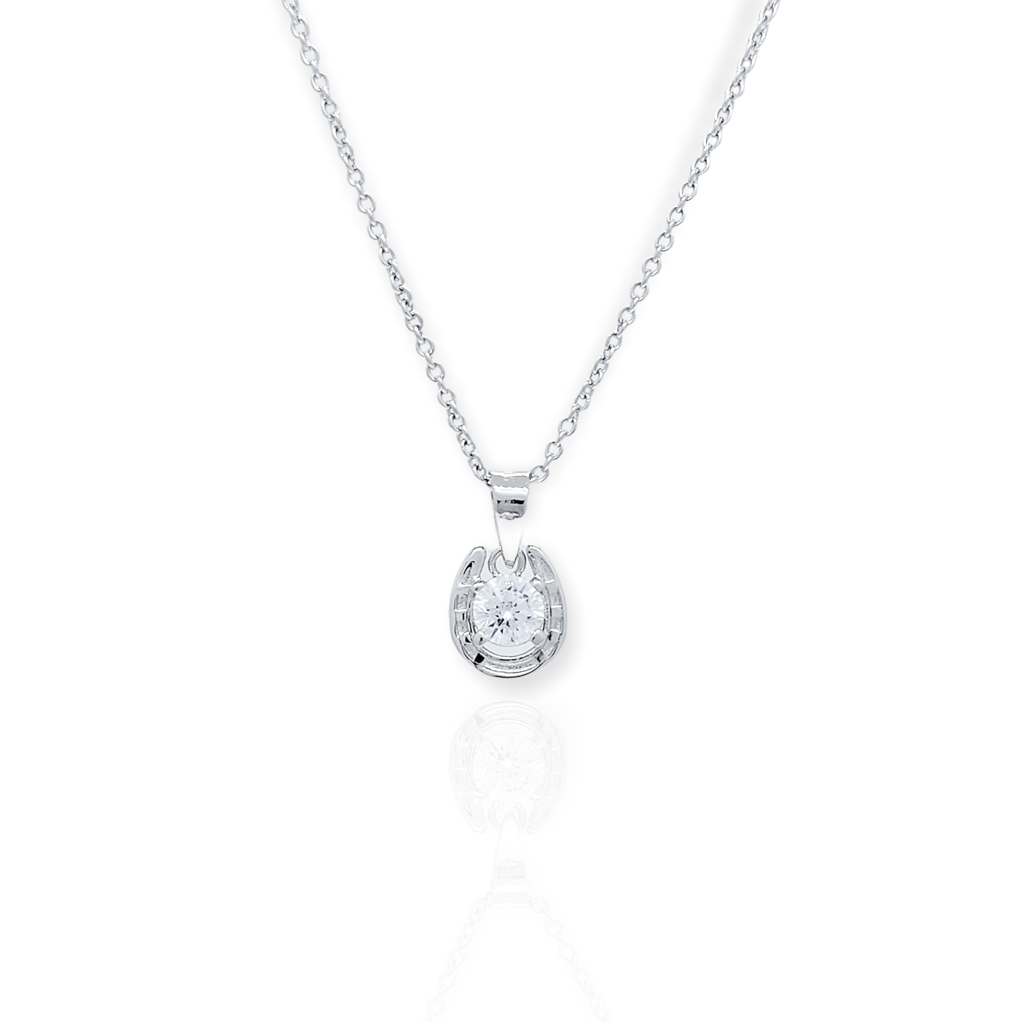 Cubic Zirconia Birthstone Horseshoe Necklace